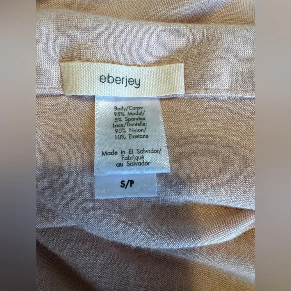 Eberjey 'Malou' Modal Silky Lace Trim Button Up Pajama Top In Blush Pink Sz S - Picture 5 of 8